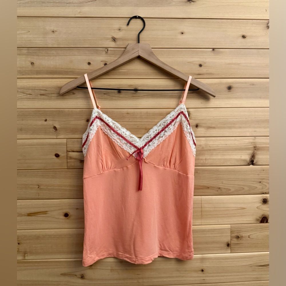Y2K Old Navy Size Small Coquette Romantic Lace Bow Stretchy Babydoll Tank Top